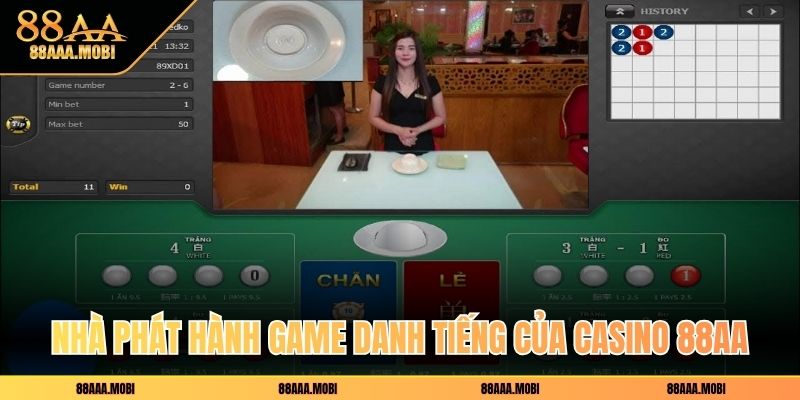 Nhà phát hành game danh tiếng của casino 88aa